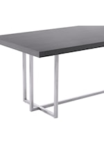 Armen Living Harmony Contemporary Dining Table in Brushed Gold Finish and Ash Veneer Top