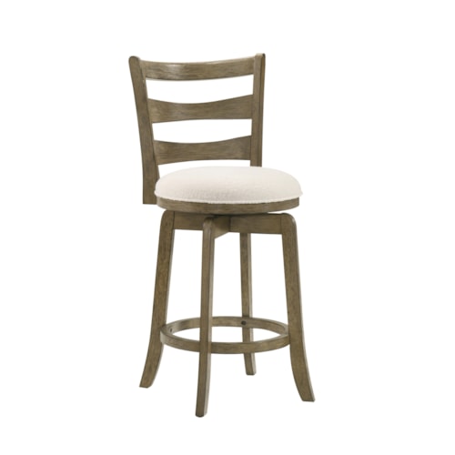 Modern Farmhouse Ladder-Back Upholstered Swivel Counter Stool