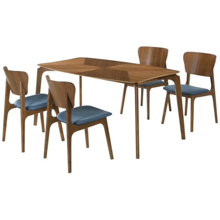 5-pc. Wood Dining Set w/Upholstered Chairs