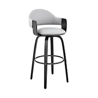 Daxton 26" Gray Faux Leather and Black Wood Bar Stool