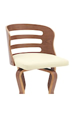 Armen Living Verne Verne 26" Swivel Cream Faux Leather and Walnut Wood Bar Stool