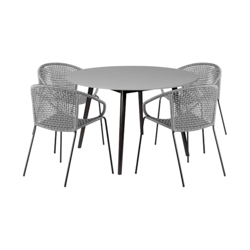 Contemporary 5-Piece Outdoor Dining Set with Barrel Back Chairs