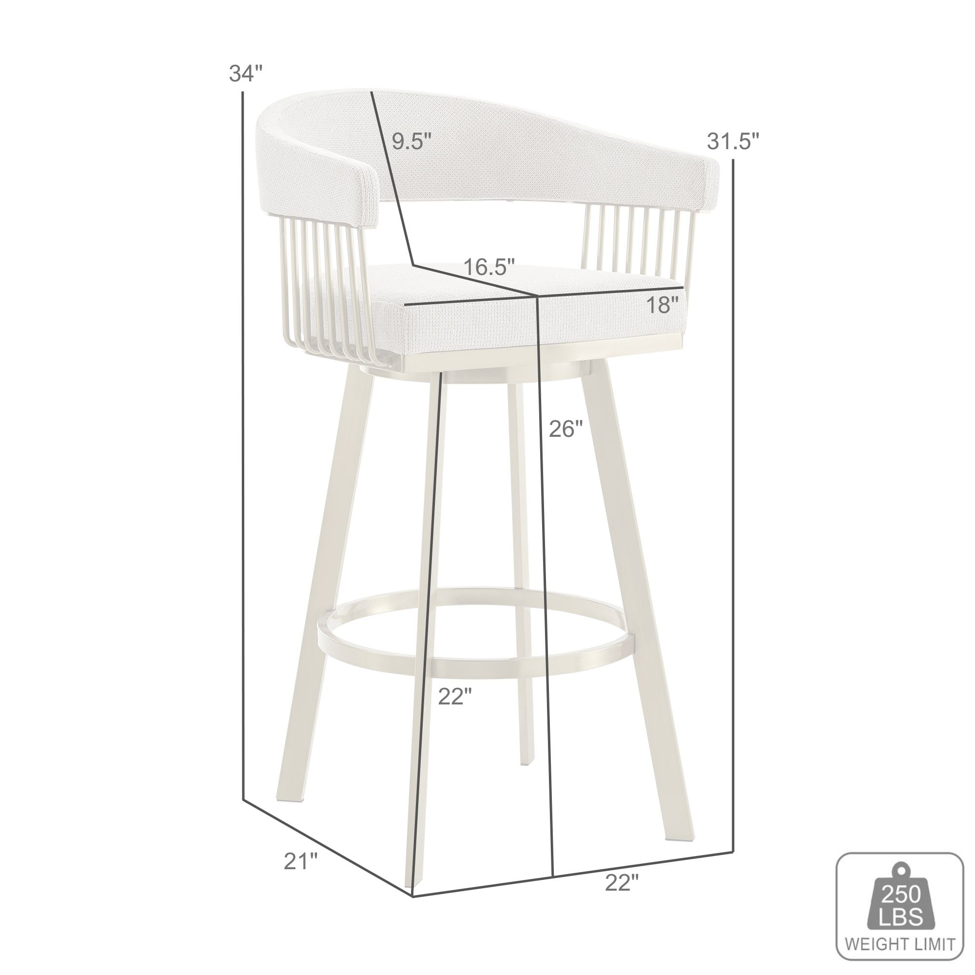 Armen Living Chelsea Counter Height Swivel Barstool