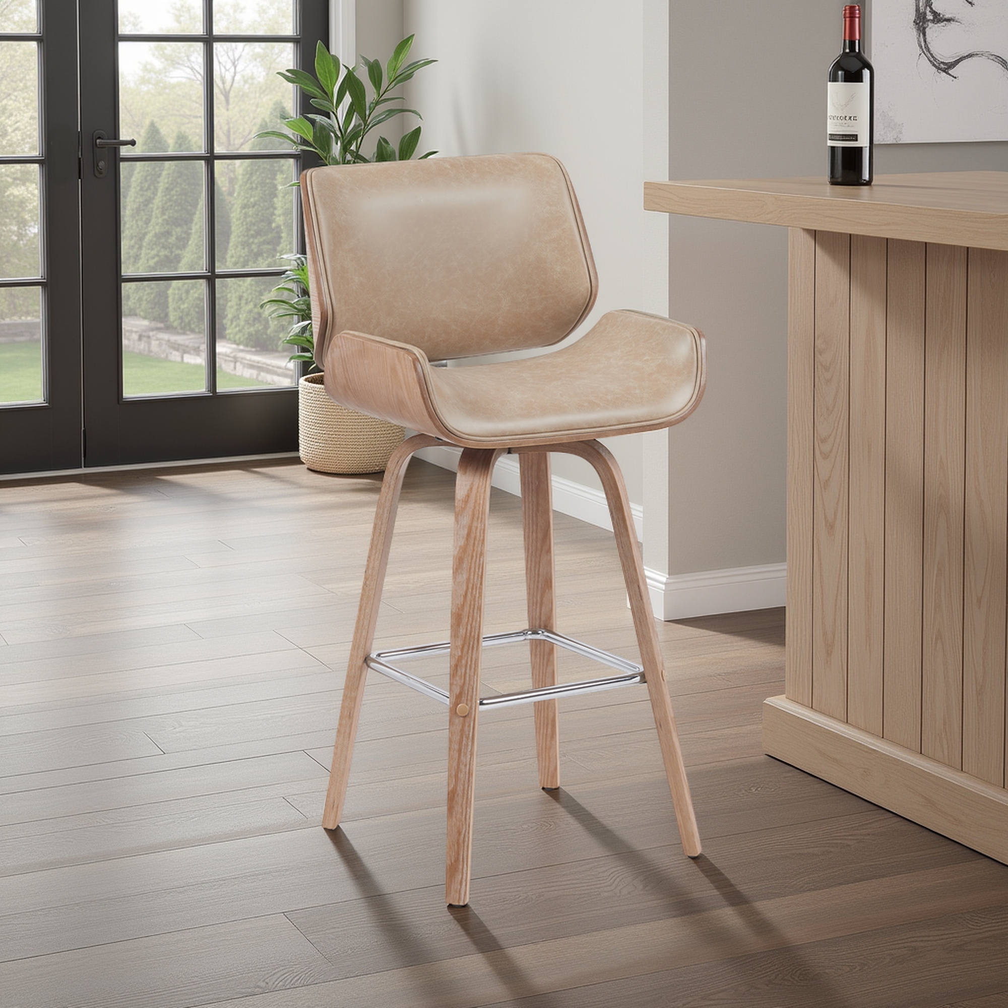 Armen Living Tyler Upholstered Swivel Bar Chair