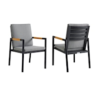Set of 2 Contemporary Outdoor Arm Chairs