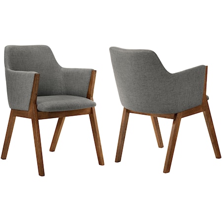 Renzo Charcoal Fabric and Walnut Wood Dining Side Chairs - Set of 2