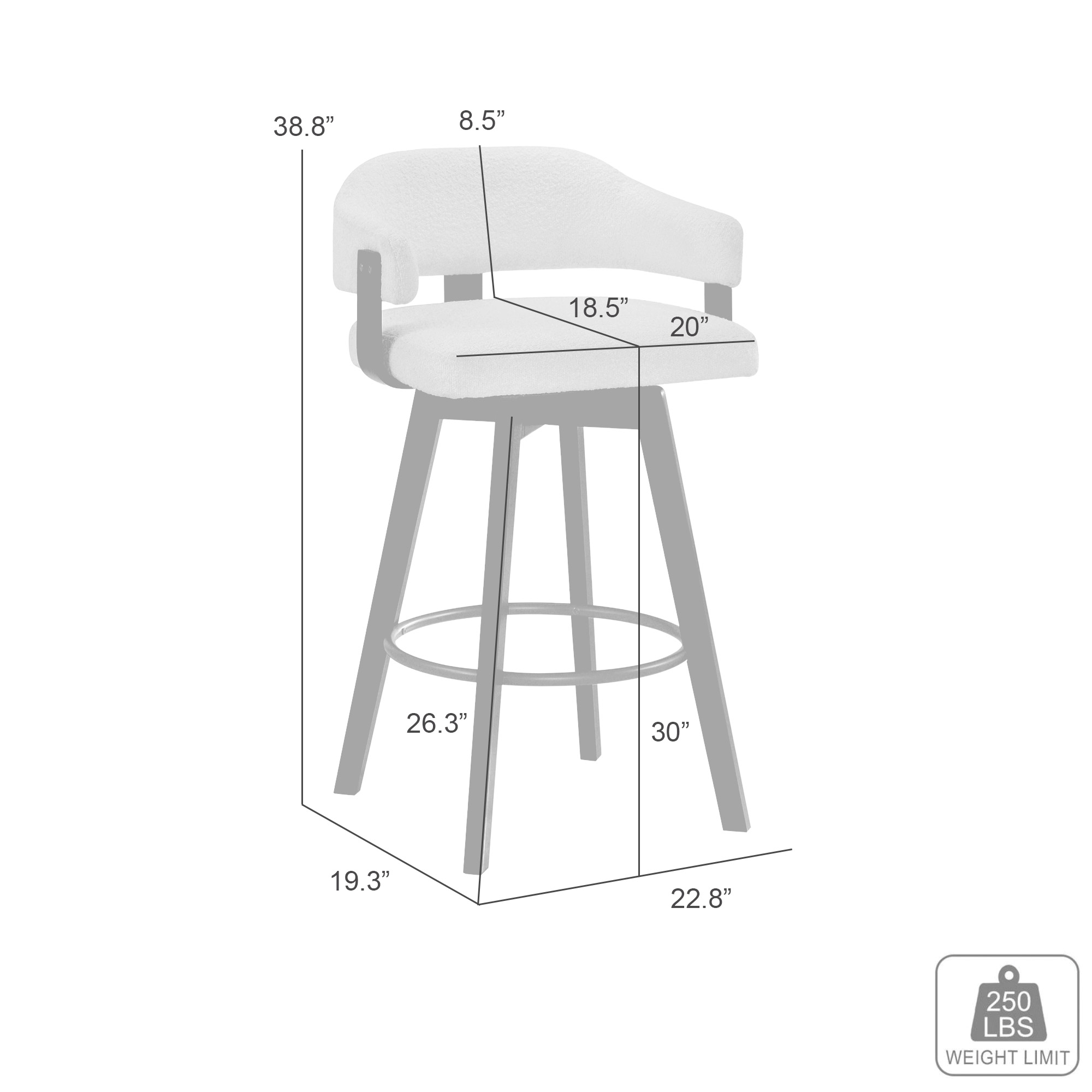 Armen Living Callah Upholstered Low-Back Barstool