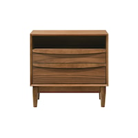 Contemporary 2-Drawer Wood Nightstand with Shelf