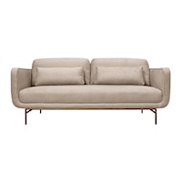 Contemporary 77" Fabric Sofa with Antique Brass Metal Legs
