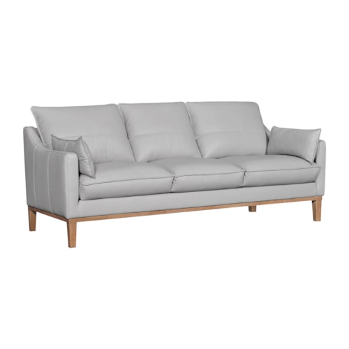 Contemporary Leather Sofa with Slope Arms