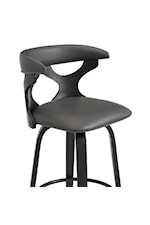 Armen Living Zenia Zenia 30" Swivel Bar Stool in Gray Faux Leather and Walnut Wood