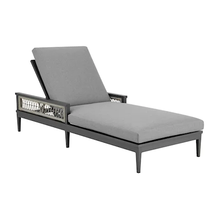 Transitional Outdoor Chaise Lounge Chair with Rope Accents and Cushioned Seating