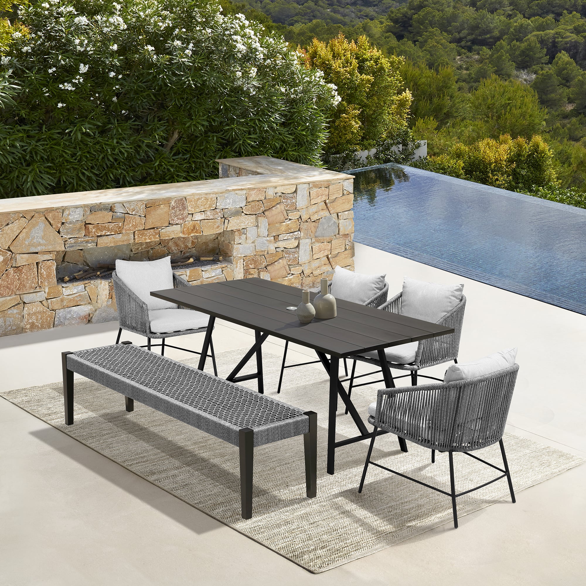 Armen Living Frinton / Ditas / Rhett 6-Piece Outdoor Dining Set