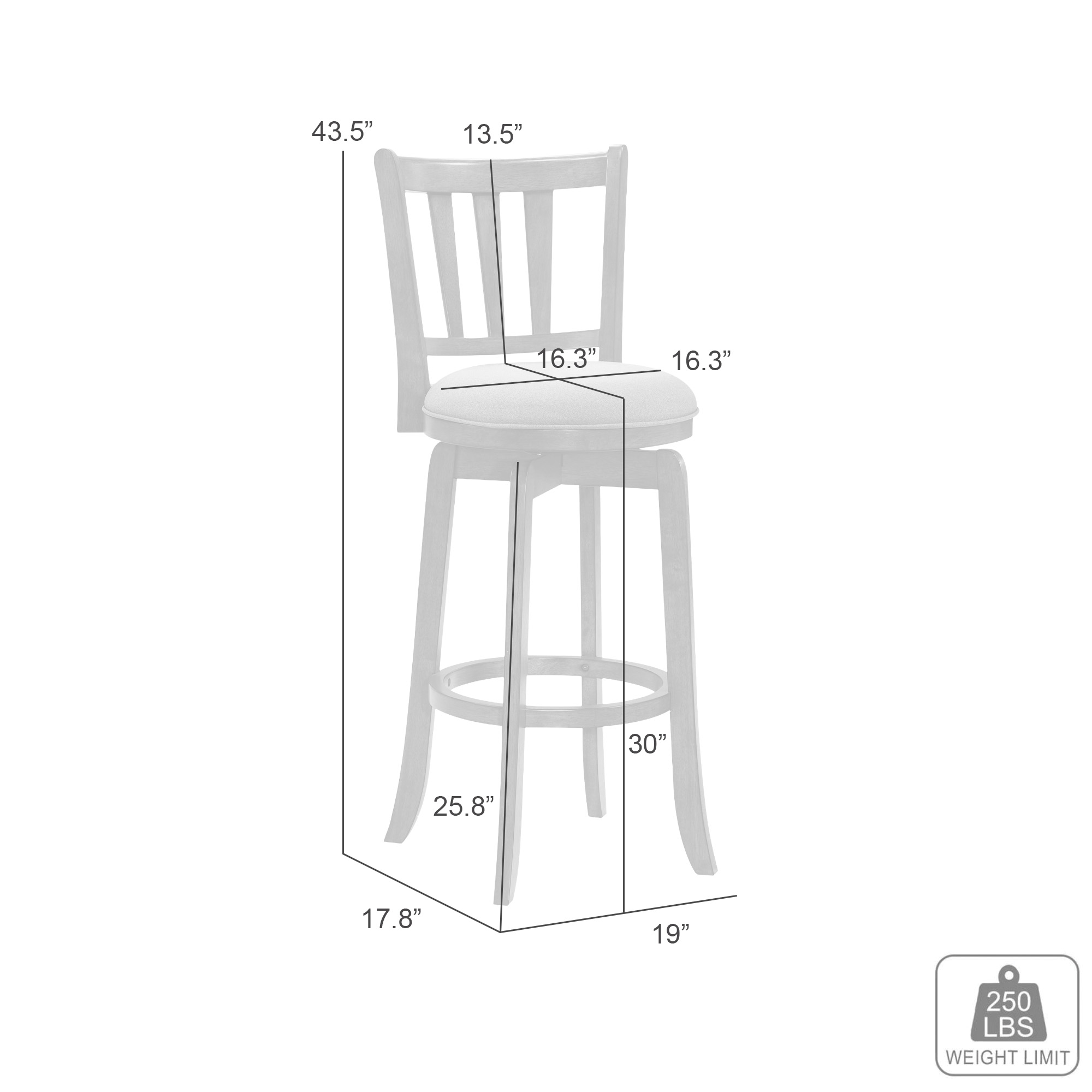 Armen Living Wren Slat-Back Swivel Barstool