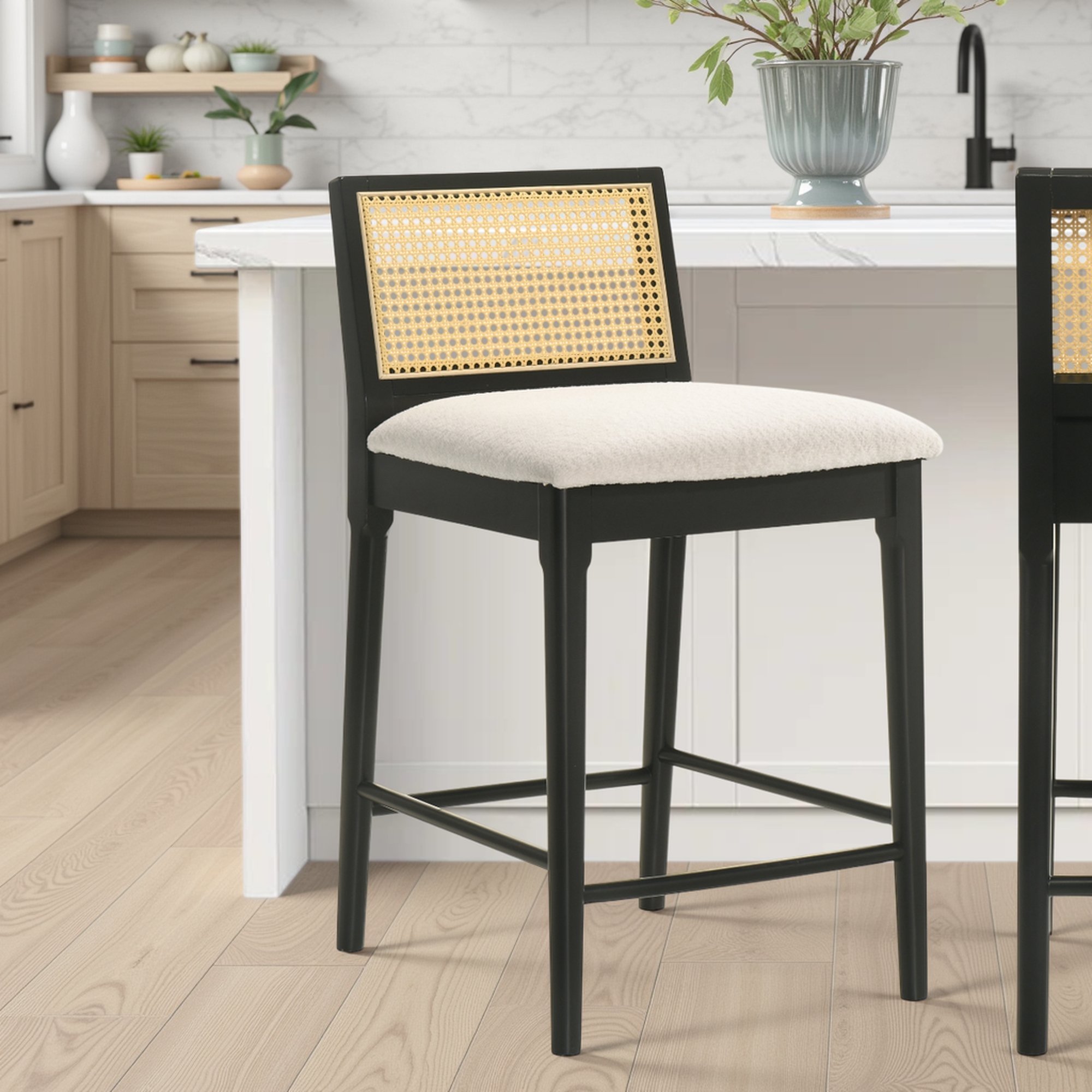 Armen Living Tobias Woven-Back Counter Stool