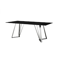 Contemporary Rectangular Dining Table with Glass Top