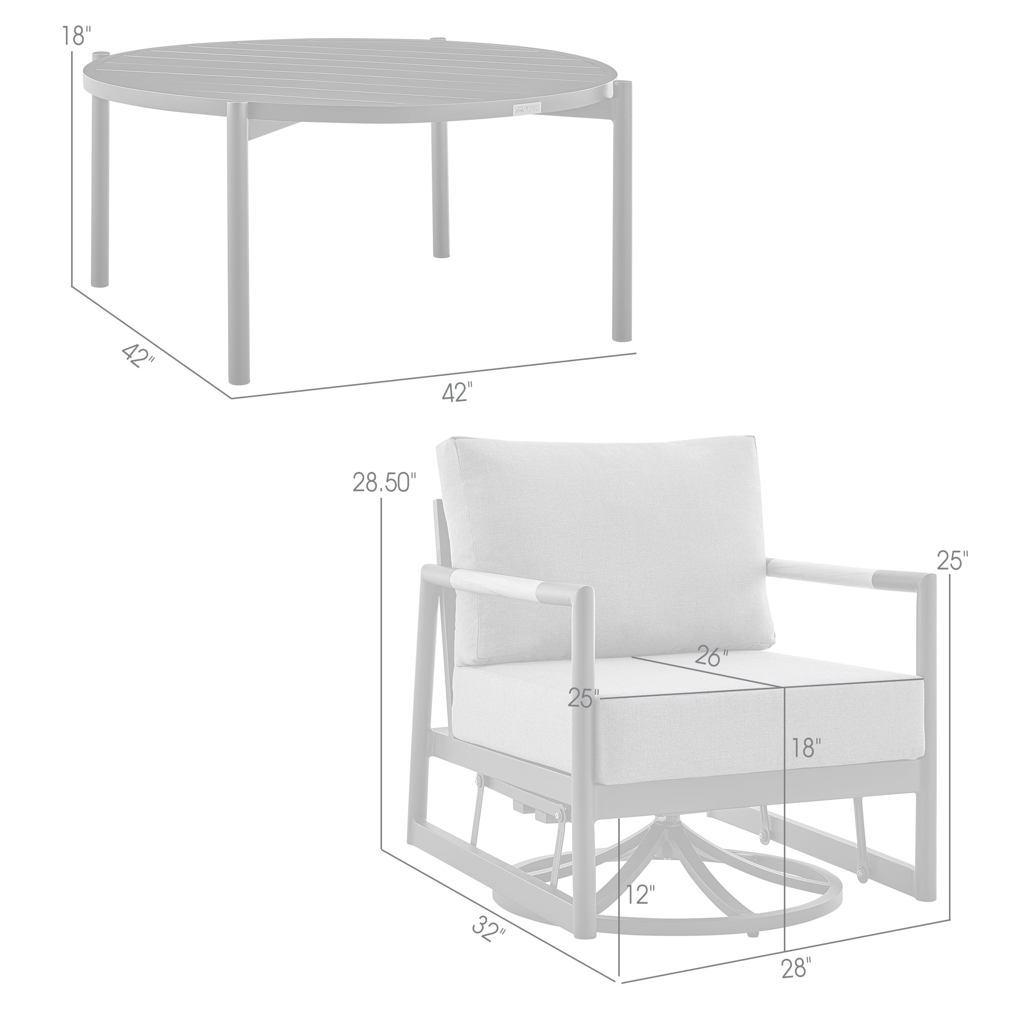 Armen Living Crown/Clementine Outdoor 3-Piece Conversation Set