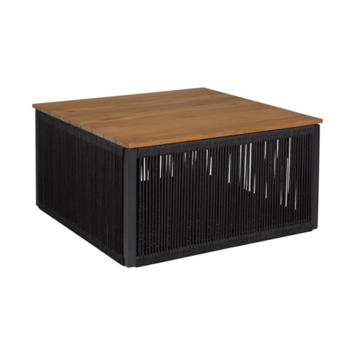 Contemporary Outdoor Coffee Table with Teak Top