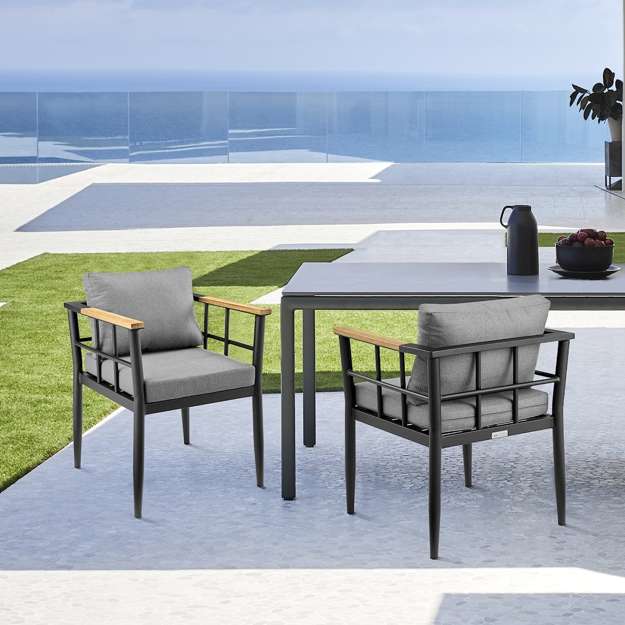 Armen Living Beowulf Set of 2 Outdoor Dining Chairs