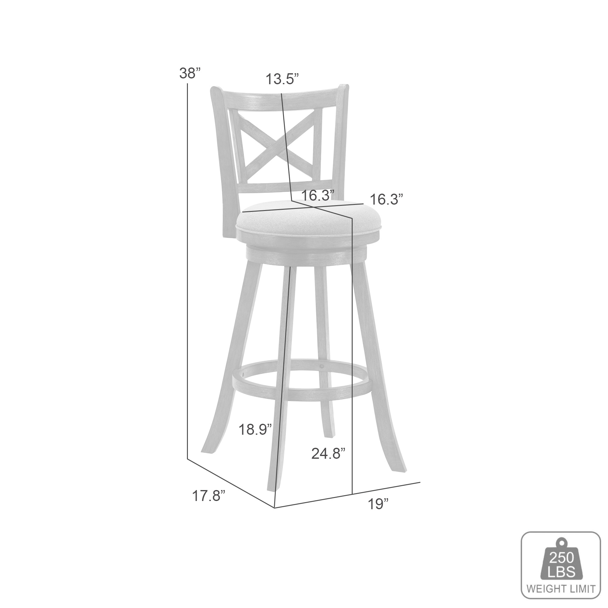 Armen Living Kodi X-Back Swivel Counter Stool