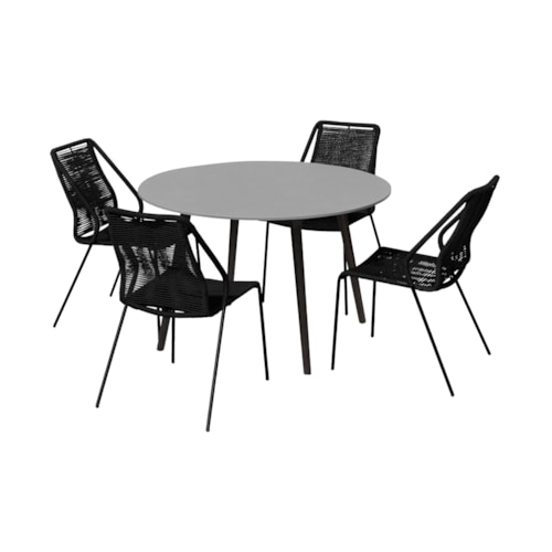 Contemporary 5-Piece Outdoor Dining Set with Rope Details