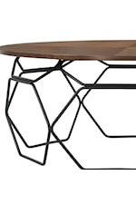 Armen Living Cosmo Contemporary Round Coffee Table with Metal Base