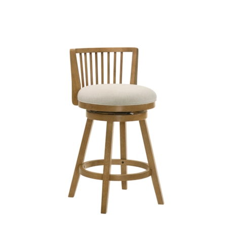 Uph. Spindle-Back Swivel Barstool