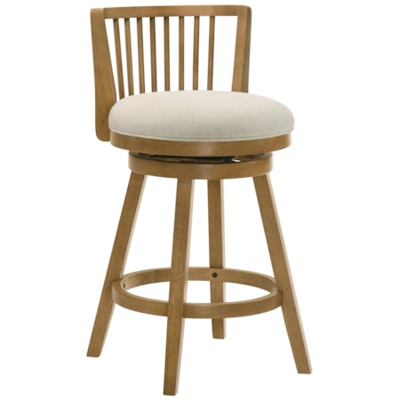 Uph. Spindle-Back Swivel Barstool