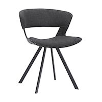 Ulric Black Wood and Metal Modern Dining Room Accent Chair in Charcoal Grey