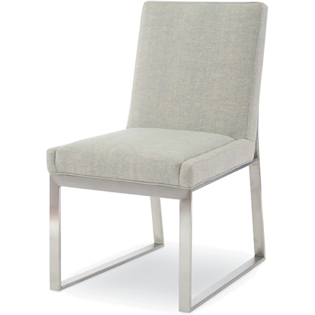 Iris Contemporary Stainless Steel Upholstered Side Chair