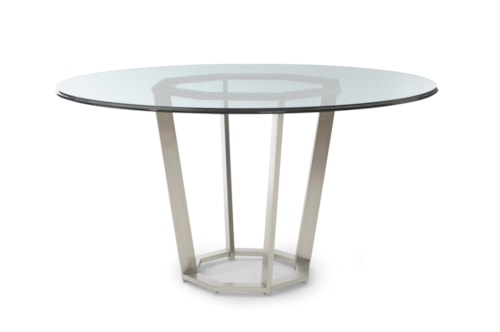 Transitional Fair Park Dining Table with Metal Base