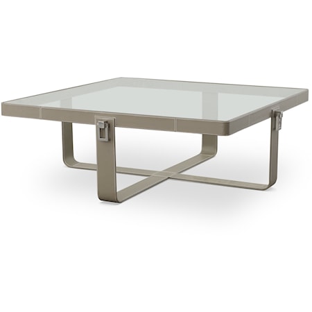Porter Contemporary Cocktail Table with Glass Top