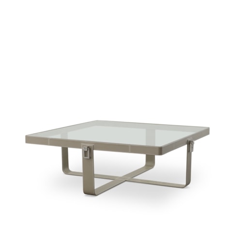 Porter Contemporary Cocktail Table with Glass Top