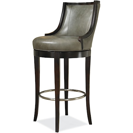 Taylor Transitional Swivel Bar Stool with Tapered Wooden Legs