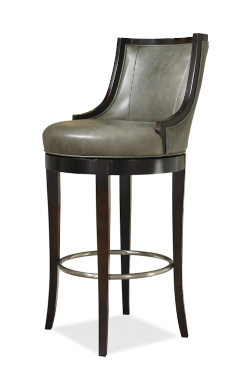 Taylor Transitional Swivel Bar Stool with Tapered Wooden Legs