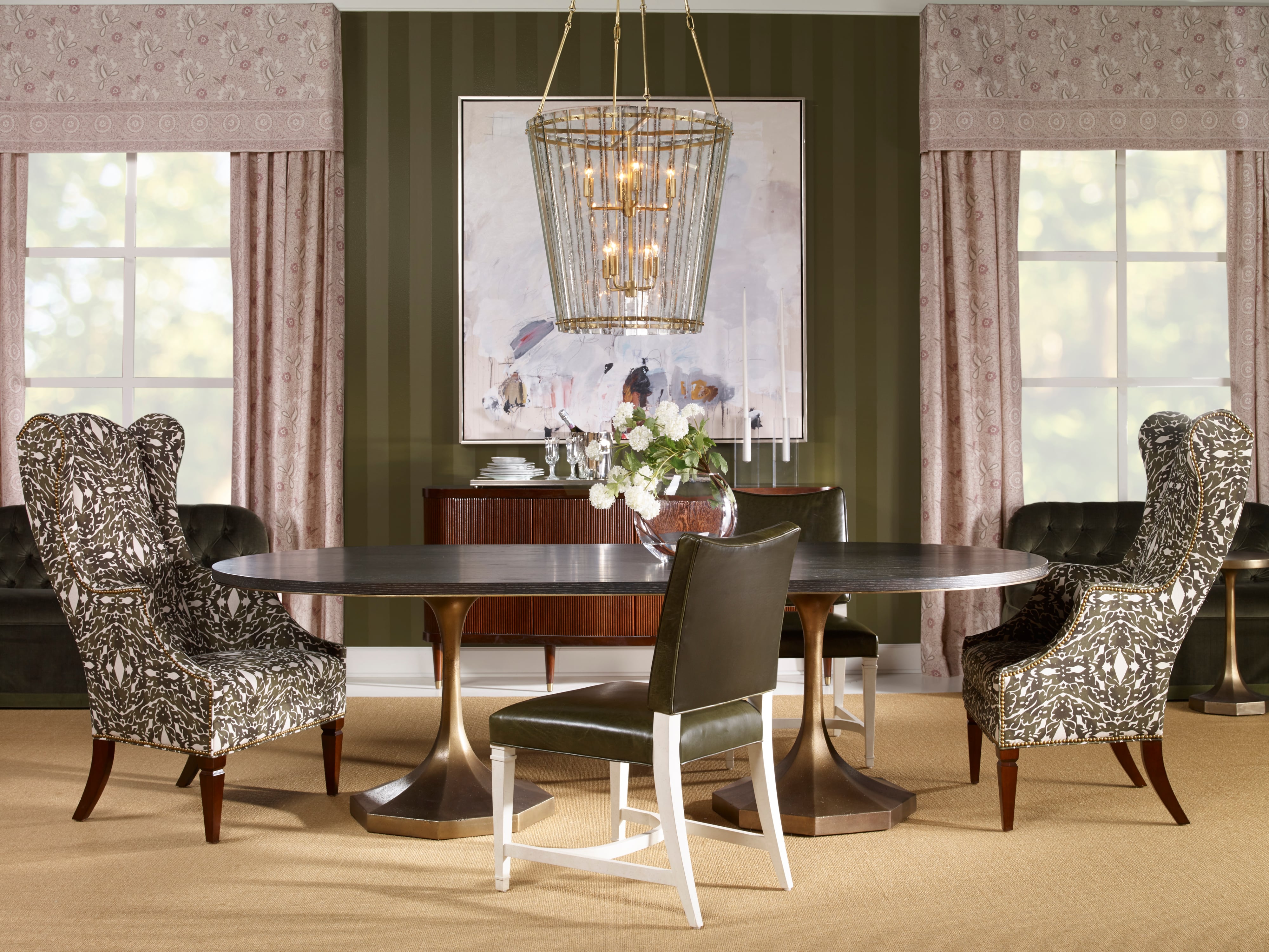 Century Carrier and Company Uph Diamond Tufted Bench