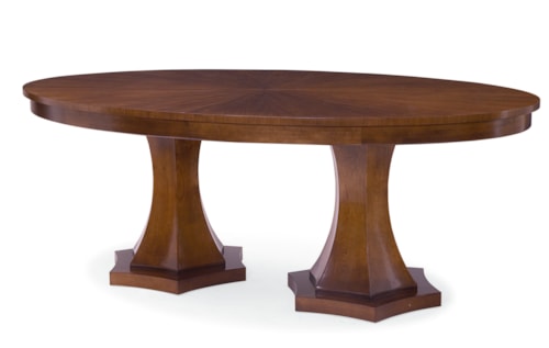 Transitional Double Pedestal Dining Table with Two 22" Apron Leaves
