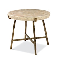 Inlaid Crystal Stone Top End Table with Bronze Finish