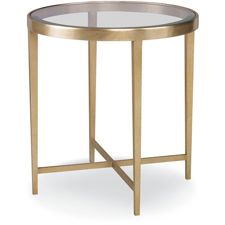 Wynwood Transitional Chairside Table with Glass Top