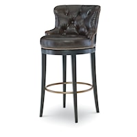 Forte Transitional Swivel Bar Stool with Tufting and Nailhead Trim