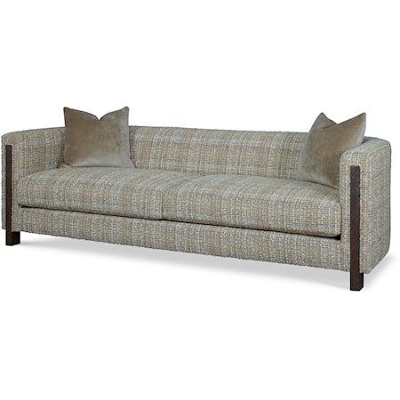 Mid-Century Modern 2-Seat Sofa with Wood Arm Posts