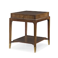 Mid-Century Modern 1-Drawer End Table with Open Shelf