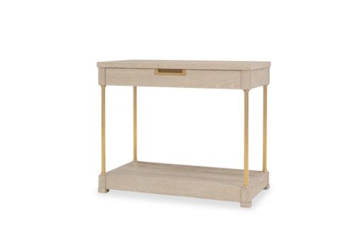 Contemporary Single Drawer Nightstand with Gold Accents