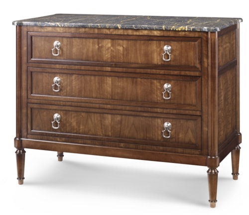 Transitional London 3-Drawer Chest with Marble Top