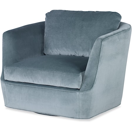 Contemporary Swivel Barrel Chair with Tall Arms