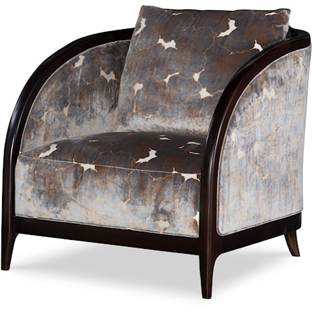 Payne Contemporary Upholstered Accent Chair with Curved Wooden Arms