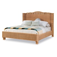 Tropical Antibes Wicker King Bed with Scalloped Headboard