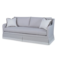Transitional Corrie Skirted Sofa with Slope Arms