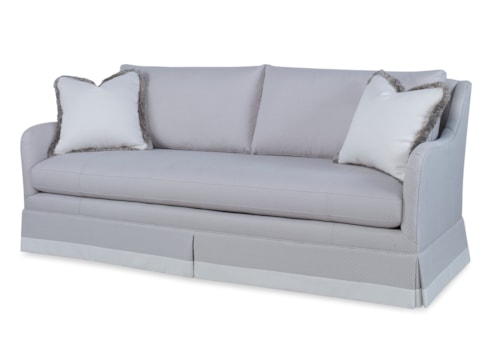 Transitional Corrie Skirted Sofa with Slope Arms