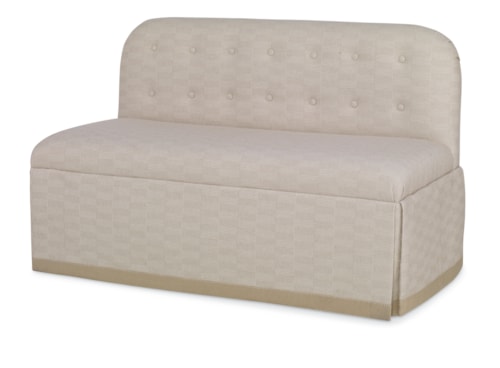 Transitional Tufted Accent Bench with Kick Pleat Skirt